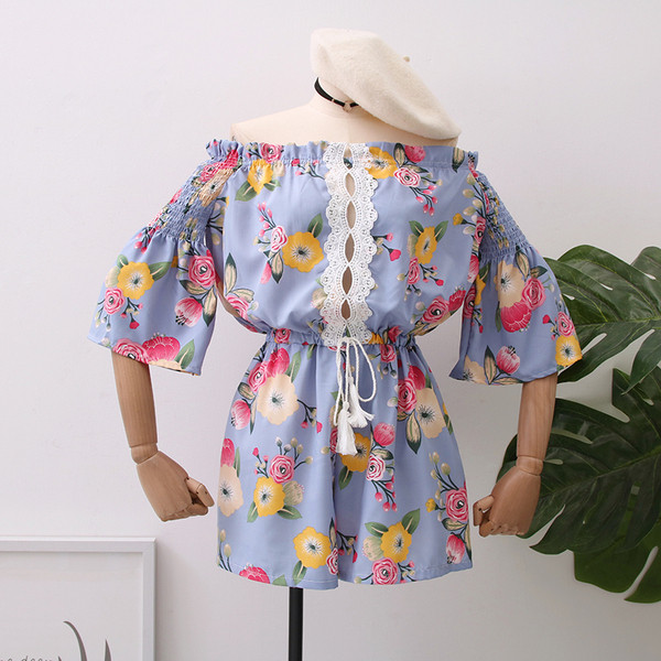 Modern női overall több színben virágos motívumokkal