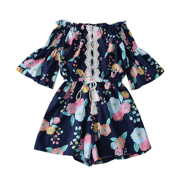 Modern női overall több színben virágos motívumokkal