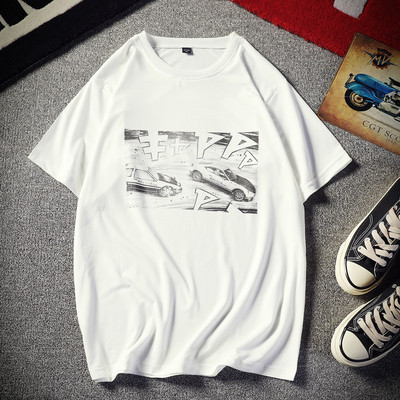 Férfi póló fehér és fekete színben, rátéttel és O-nyakkal