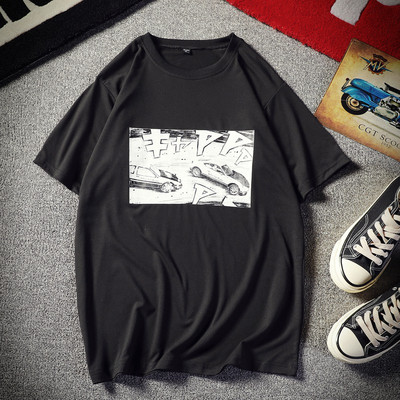 Férfi póló fehér és fekete színben, rátéttel és O-nyakkal