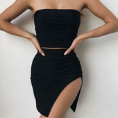 Kétrészes női szett fekete, sárga és rózsaszín színben