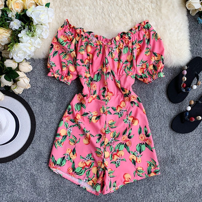 Modern női overál rózsaszín és színes mintával