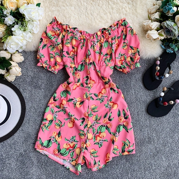 Modern női overál rózsaszín és színes mintával