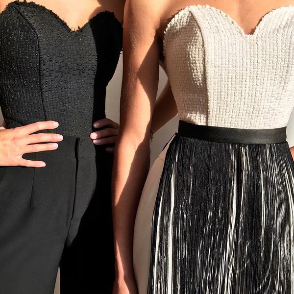 Bustieră elegantă de damă în alb-negru