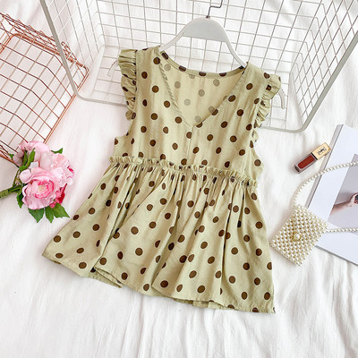 Modern női akasztófelső V-nyakkal, több színben pöttyökben