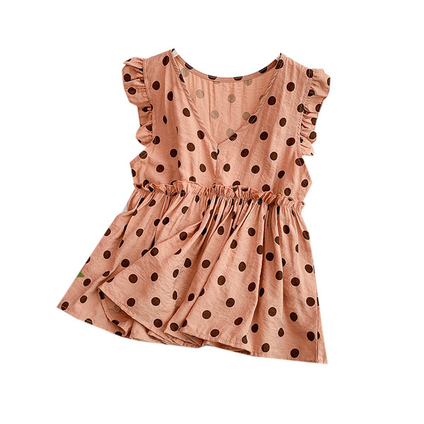 Modern női akasztófelső V-nyakkal, több színben pöttyökben