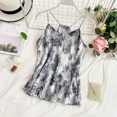 Modern női felső vékony pántokkal és virágmintával