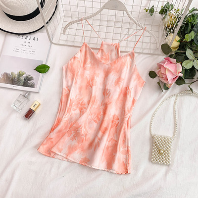 Modern női felső vékony pántokkal és virágmintával