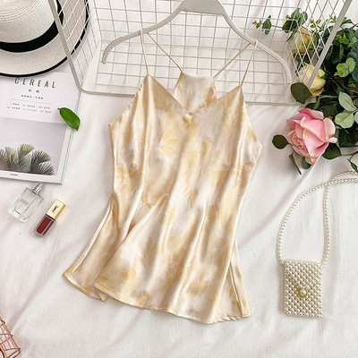 Modern női felső vékony pántokkal és virágmintával