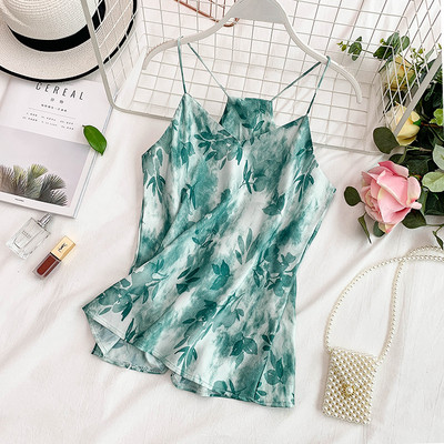 Modern női felső vékony pántokkal és virágmintával