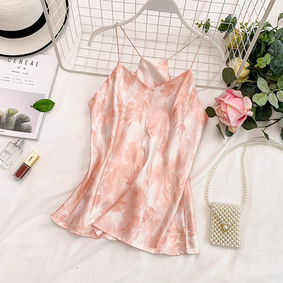 Modern női felső vékony pántokkal és virágmintával