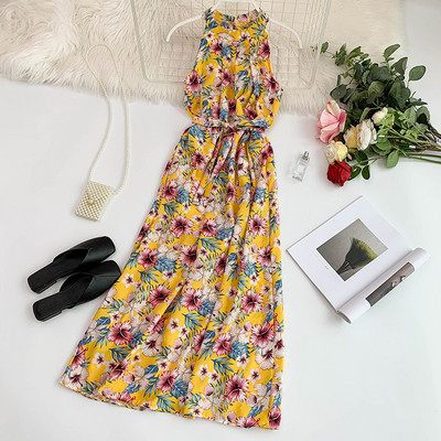 Rochie lunga de vara de dama cu model floral in mai multe culori