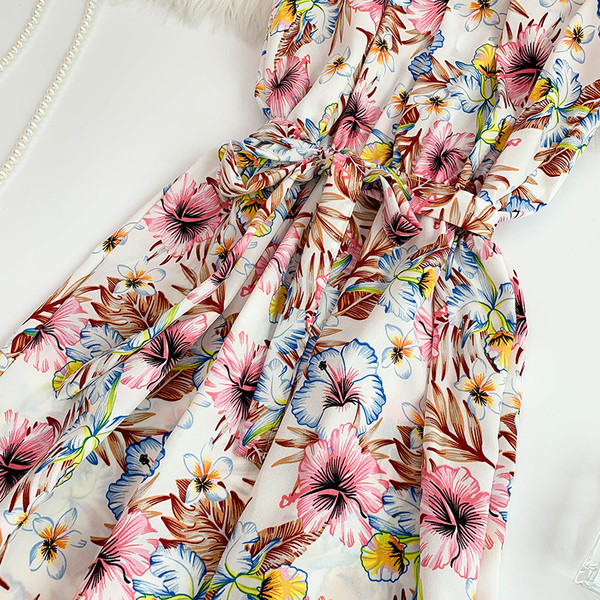 Rochie lunga de vara de dama cu model floral in mai multe culori