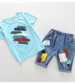 Modern gyerekkészlet fiúknak fehér és kék színben