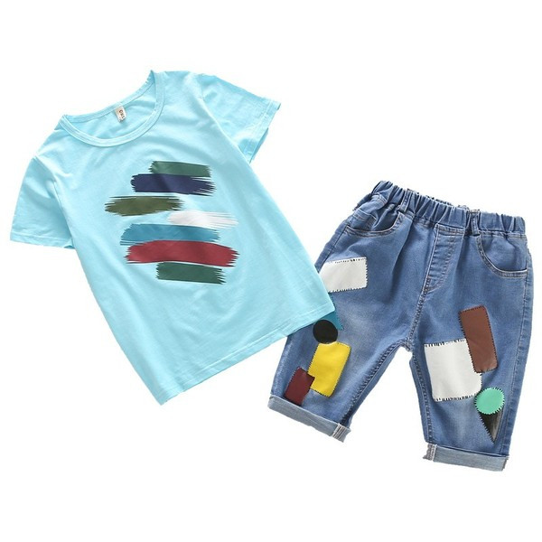 Modern gyerekkészlet fiúknak fehér és kék színben