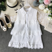 Modern női ing gombokkal és csipkével, három színben