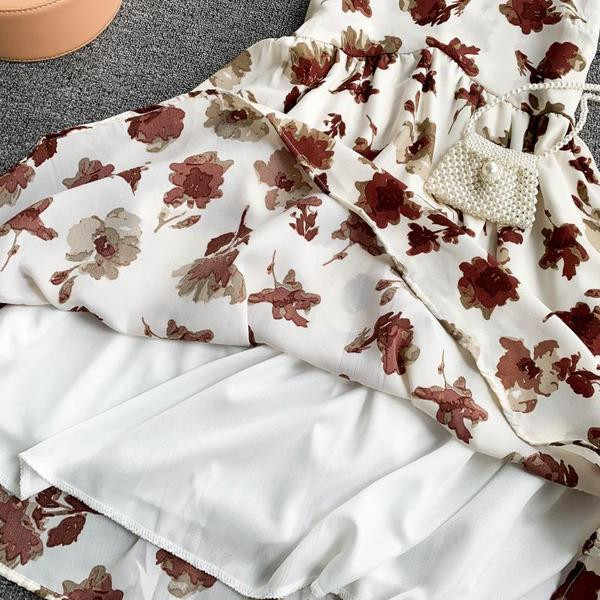 Rochie de vara dama cu bretele subtiri si model floral