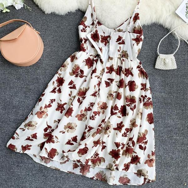 Rochie de vara dama cu bretele subtiri si model floral