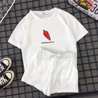 Napi női nyári szett fekete, fehér és rózsaszín felrakással