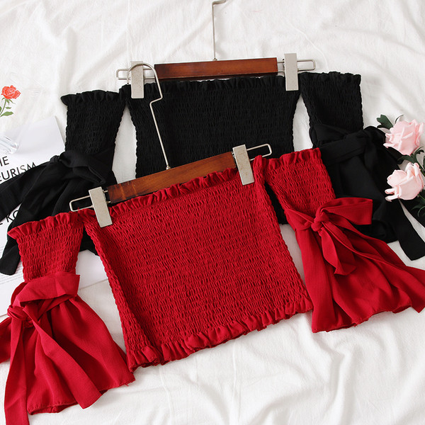 Modern női blúz csupasz váll négy színben