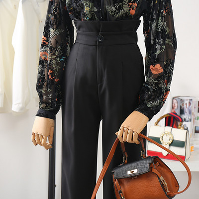 ΝΕΟ μοντέλο  γυναικεία παντελόνια  με ψηλή μέσης μέσης σε μαύρο και κίτρινο χρώμα