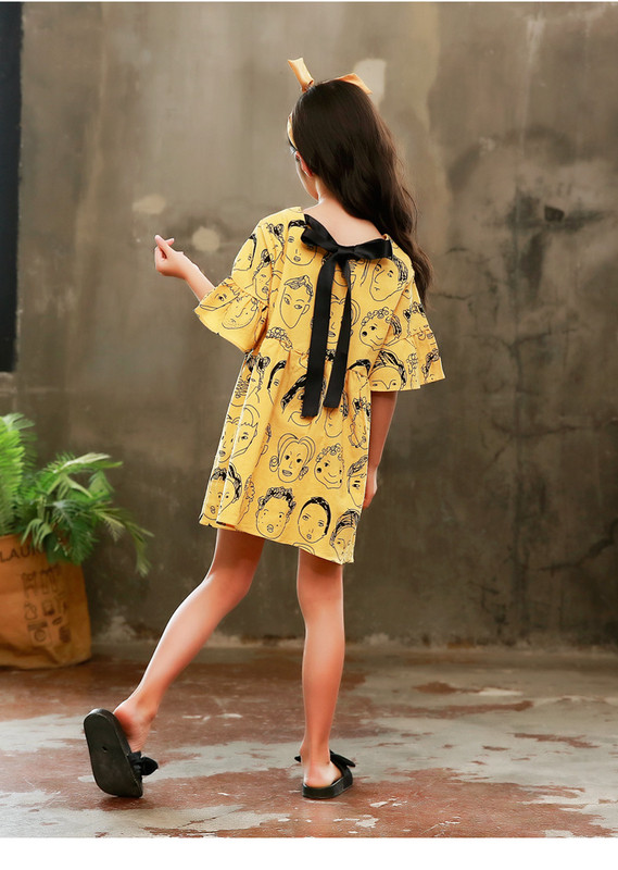 Rochie moderna pentru copii cu maneci scurte si decolteu O in trei culori