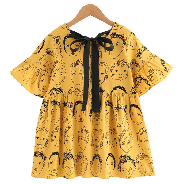 Rochie moderna pentru copii cu maneci scurte si decolteu O in trei culori