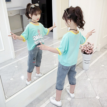 Детска ежедневна тениска за момичета в два цвята с апликация