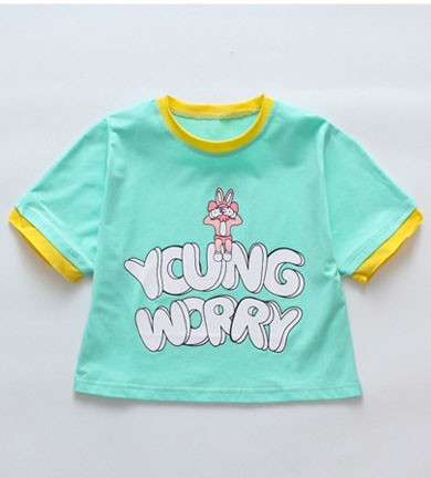 Детска ежедневна тениска за момичета в два цвята с апликация