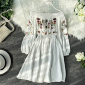 Rochie de dama cu broderie florala in mai multe culori