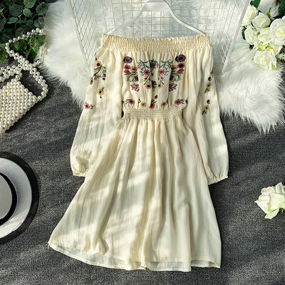 Rochie de dama cu broderie florala in mai multe culori