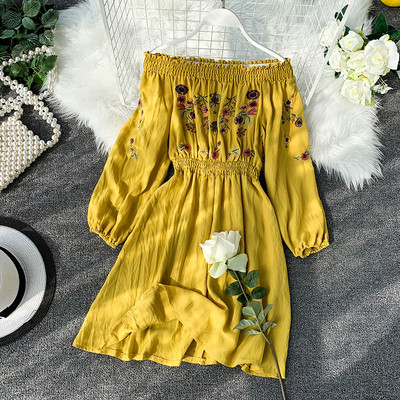 Rochie de dama cu broderie florala in mai multe culori