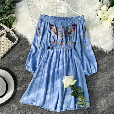 Rochie de dama cu broderie florala in mai multe culori