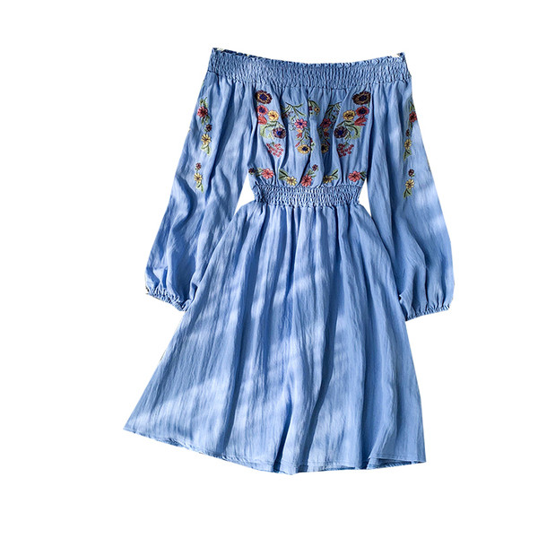 Rochie de dama cu broderie florala in mai multe culori