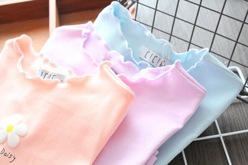 Ежедневна детска тениска за момичета в лилав розов и син цвят