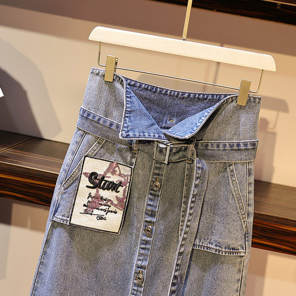 Modern női kétrészes farmerszoknya + póló szett