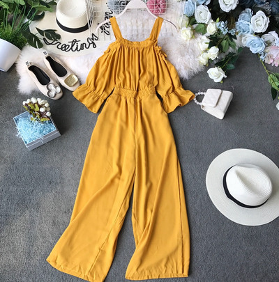 Salopetă casual de damă cu mâneci scurte în trei culori