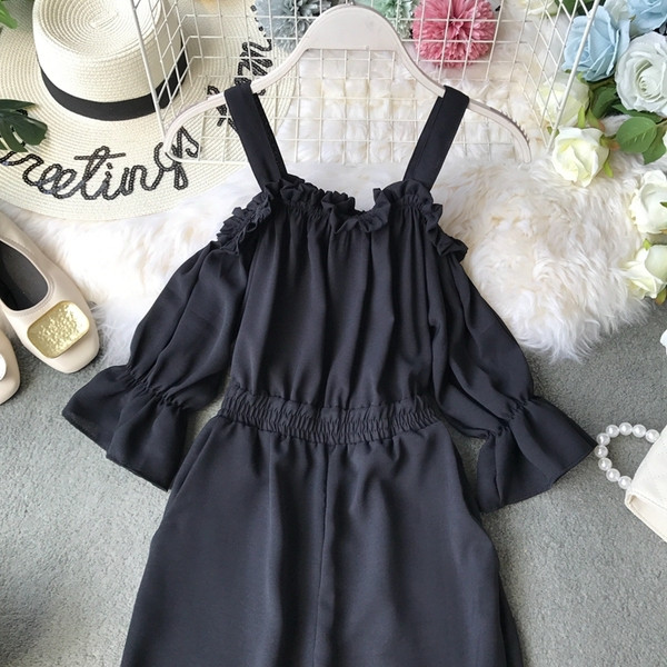 Salopetă casual de damă cu mâneci scurte în trei culori