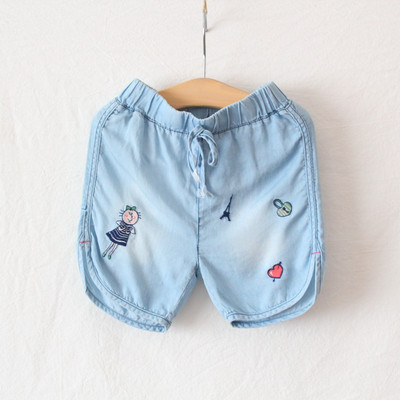 Gyerek rövidnadrág kék színben lányoknak hímzéssel