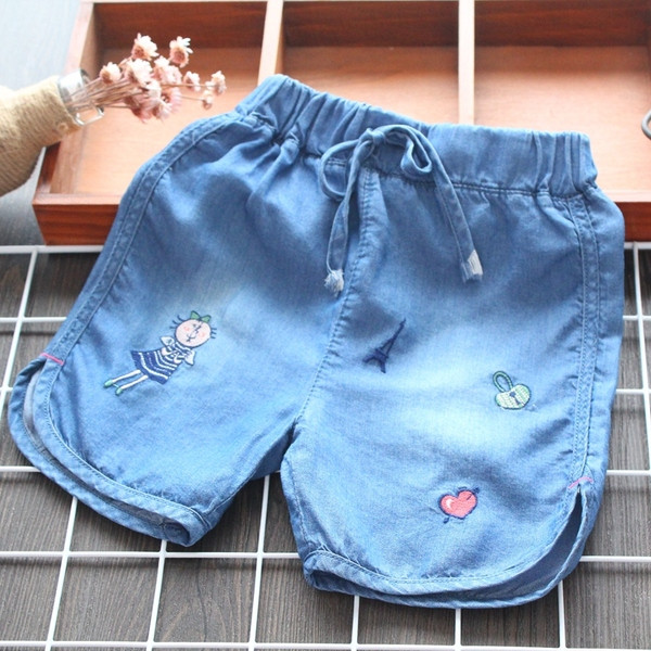 Gyerek rövidnadrág kék színben lányoknak hímzéssel