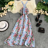 Női nyári ruha hosszú virágmintás modell