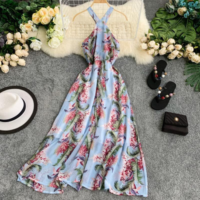 Női nyári ruha hosszú virágmintás modell