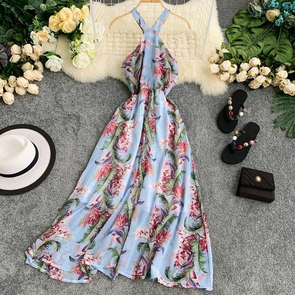 Női nyári ruha hosszú virágmintás modell