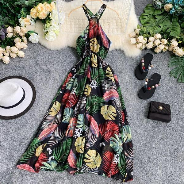 Női nyári ruha hosszú virágmintás modell