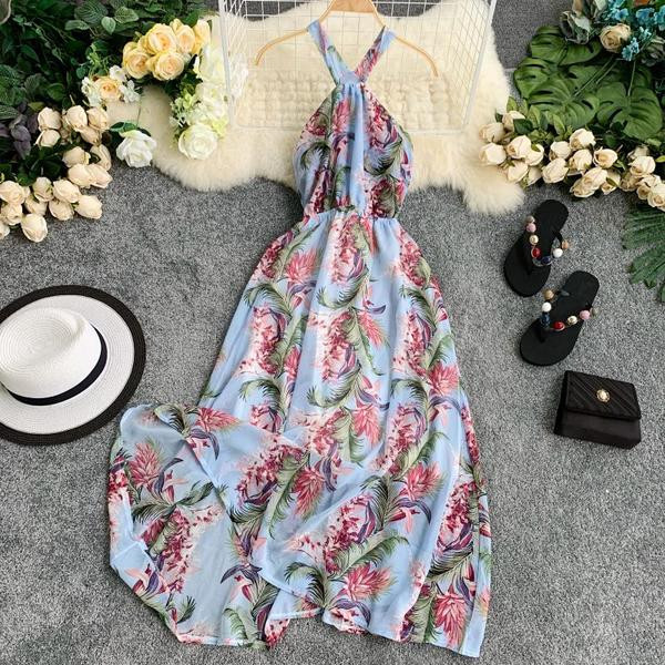 Női nyári ruha hosszú virágmintás modell