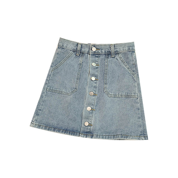 Női farmerszoknya kék és fekete gombokkal