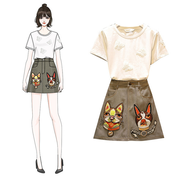 Napi női kétrészes szoknya + póló szett