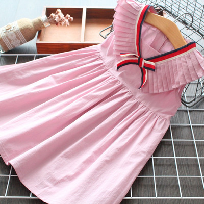 Разкроена детска рокля за момичета в розов цвят