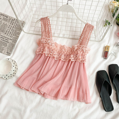 Maieu modern de damă cu bretele din dantelă