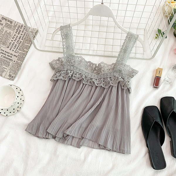 Maieu modern de damă cu bretele din dantelă